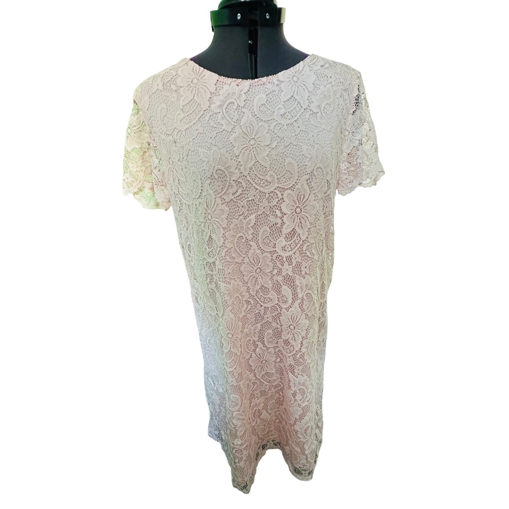 Juicy Couture‎ Lace Overlay Dress Pink Short Sleeve Shift Size M